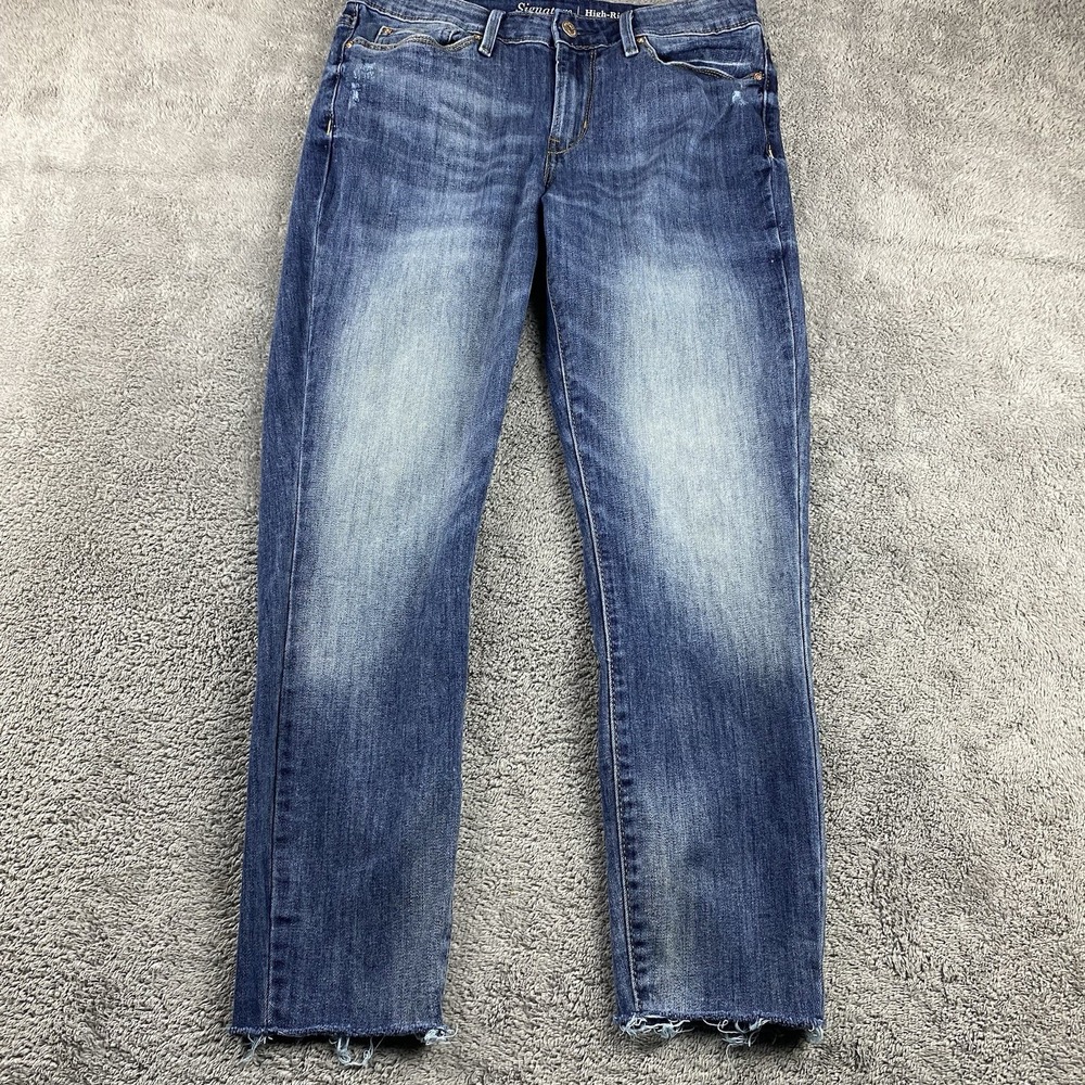 Signature Levis Ankle Skinny Jeans Womens 6 28W Blue Mid Rise Stretch‎ Raw Hem